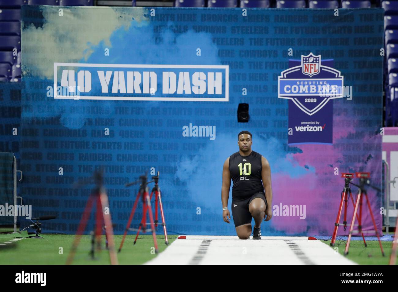 Charlotte offensive lineman Cameron Clark runs the 40yard dash at the