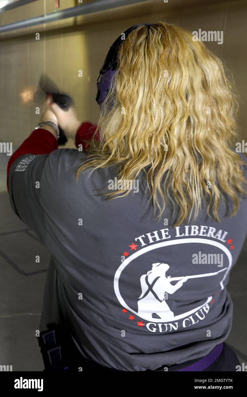 In this Wednesday, Feb. 5, 2020, photo, Kat Ellsworth of Chicago, fires