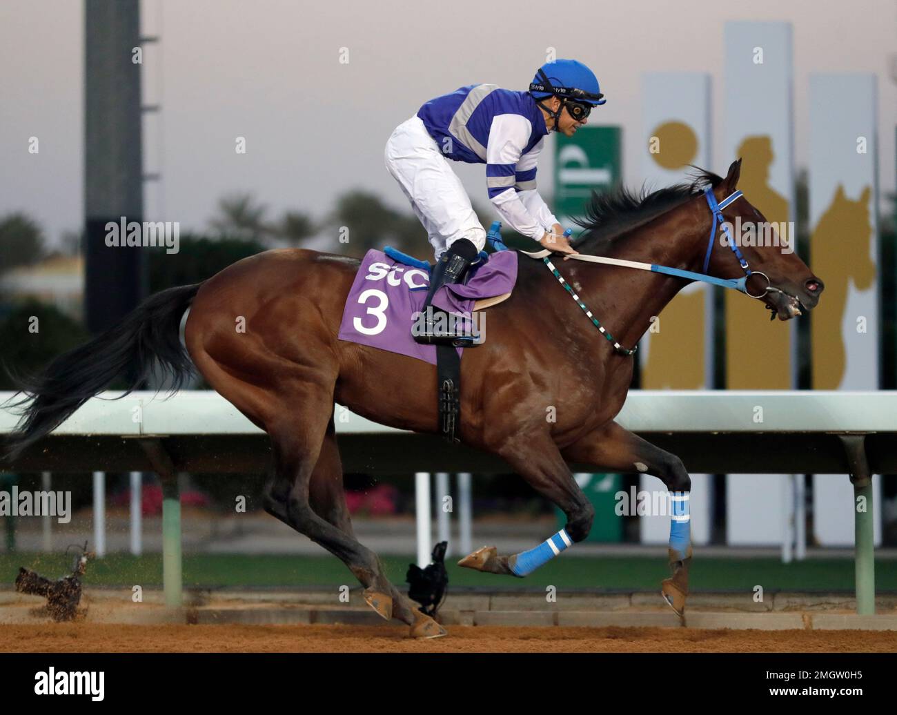 Jockey Mike Smith with his horse, Paris, reaches the finish line during