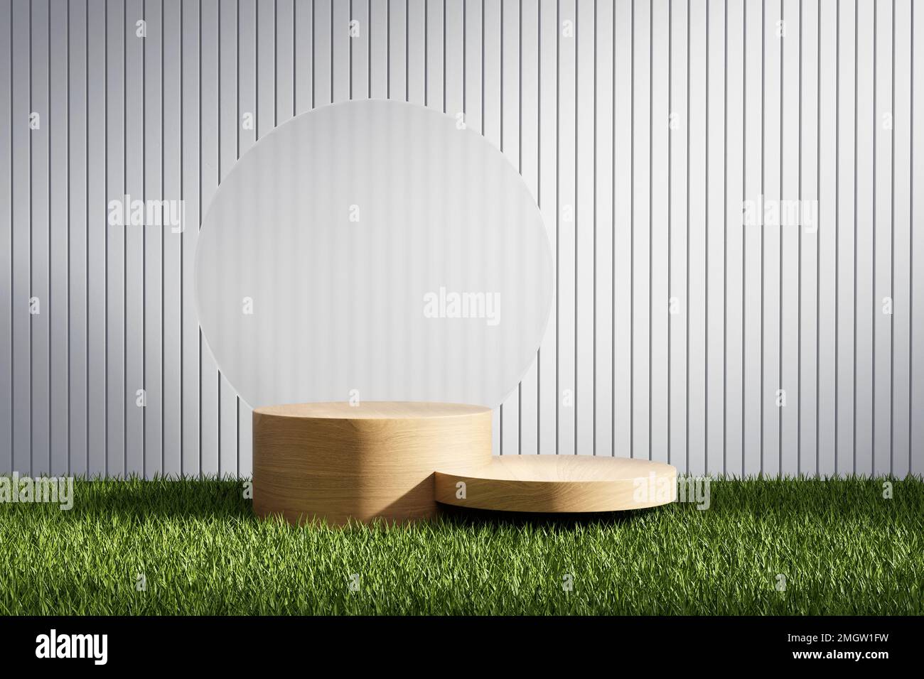 3D rendering platform podium with plant product presentation background ...