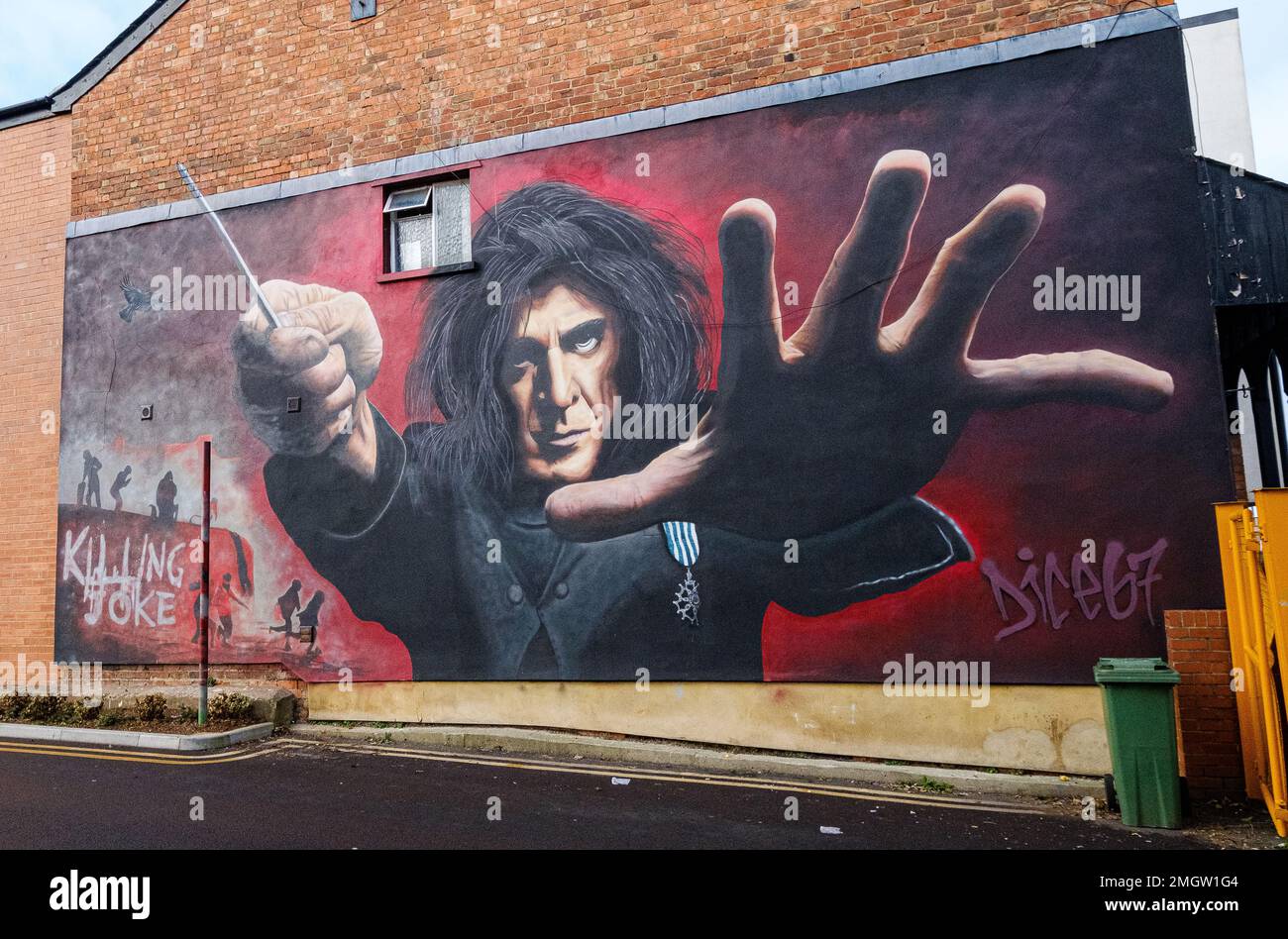 Mural of Killing Joke frontman Jaz Coleman in Cheltenham. Coleman was