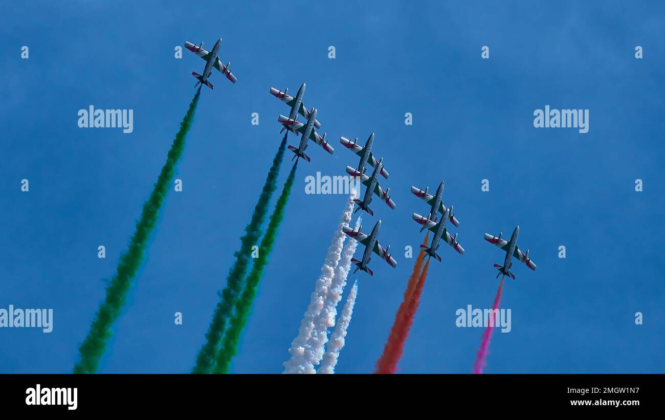 Italian Tricolori displaying at The Roayl International Air Tattoo 2022 Stock Photo
