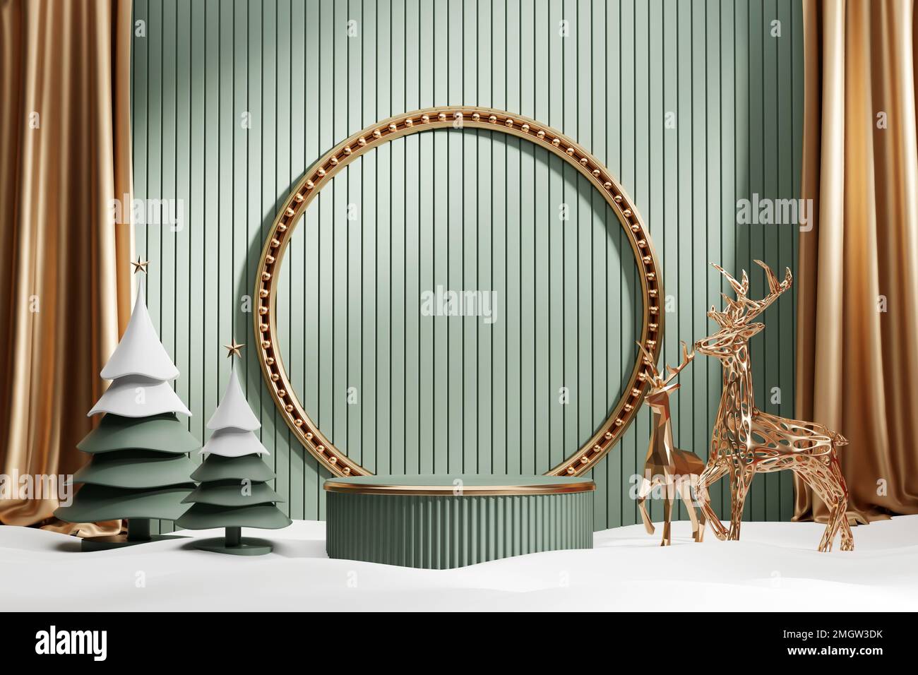 Luxury Merry Christmas product display podium with pine tree and ...