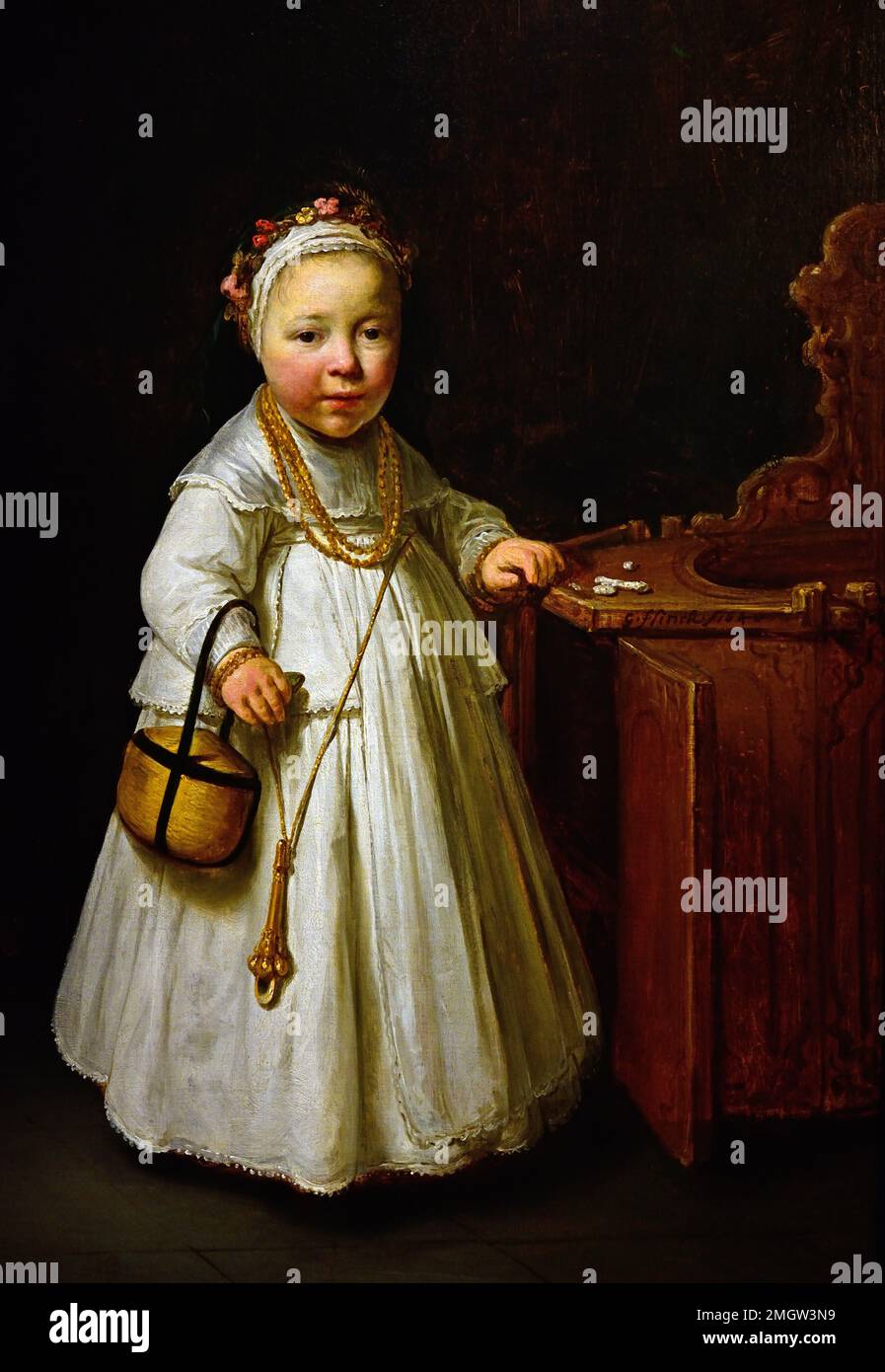 Girl by a High Chair, 1640, Govert Flinck 1615- 1660, The Netherlands, Dutch, Holland, Stock Photo