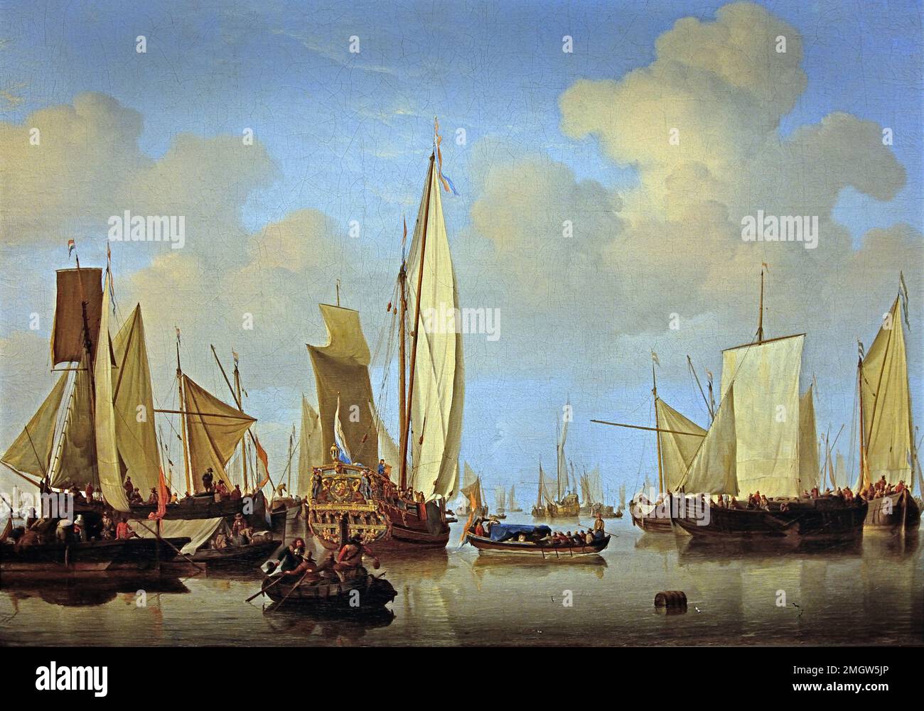 Ships in the Roads 1658  by Willem van de VELDE, the Younger 1633 - 1707 Dutch The Netherlands by Willem  II van der Velde The, Netherlands, Dutch, Stock Photo