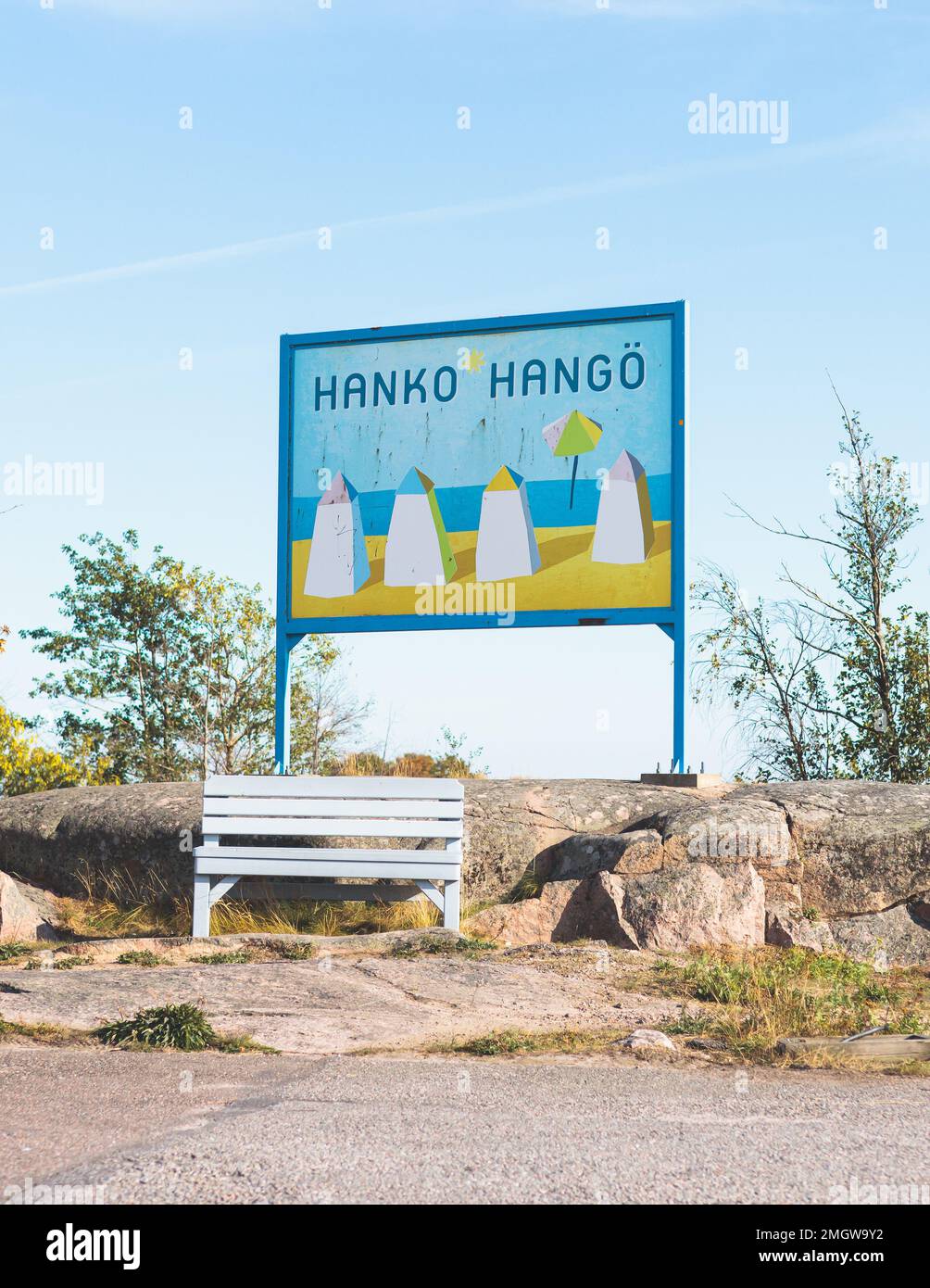 View of Hanko town coast, Hango, Finland, with beach and coastal
