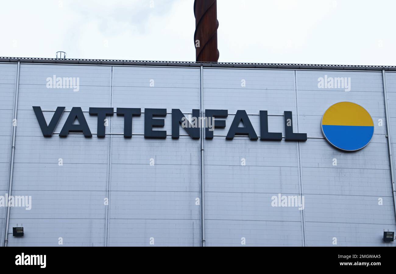 Vattenfall's CHP plant in Motala, Sweden. Stock Photo