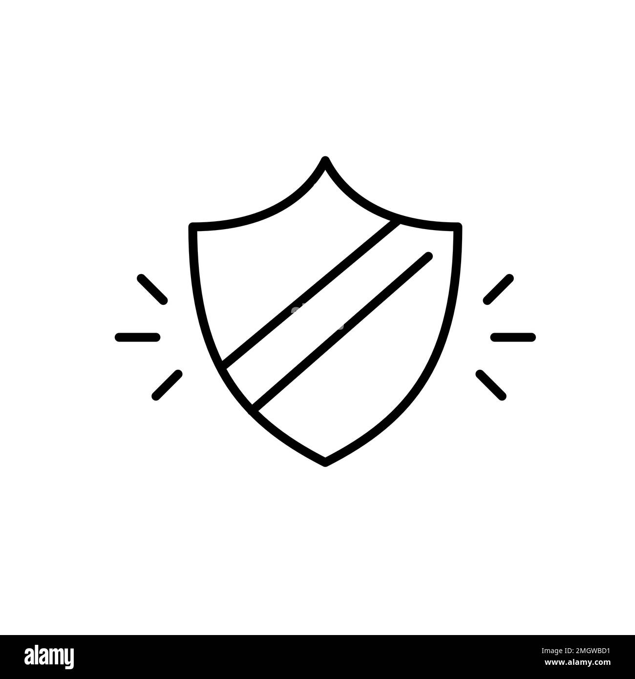 Simple shield with banner across. Pixel perfect, editable stroke icon