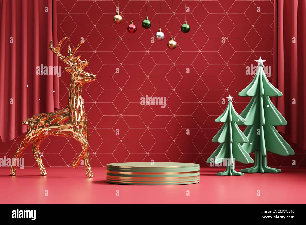 Merry Christmas event product display podium with decoration background ...
