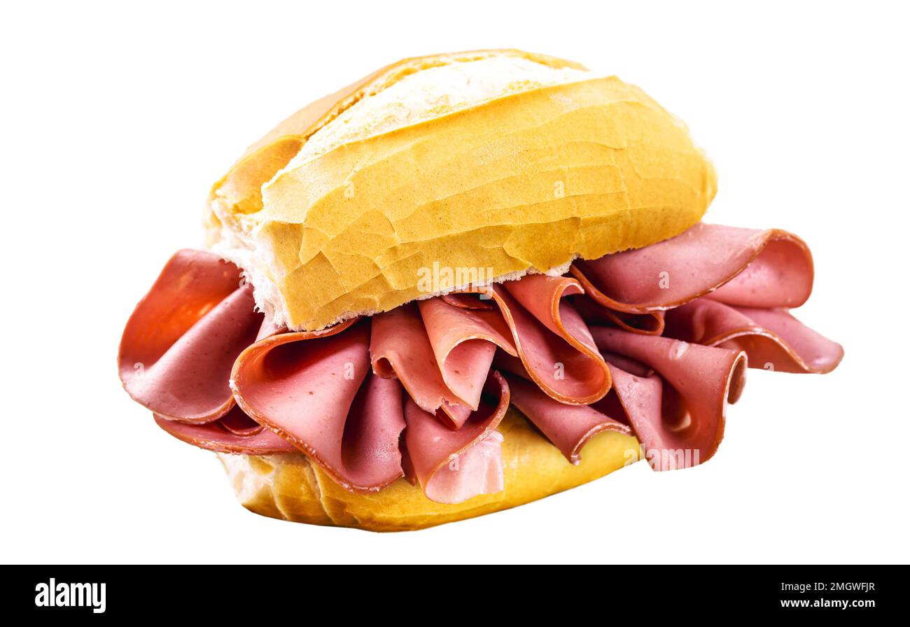 Traditional mortadella sandwich, pork served in bakeries in Brazil