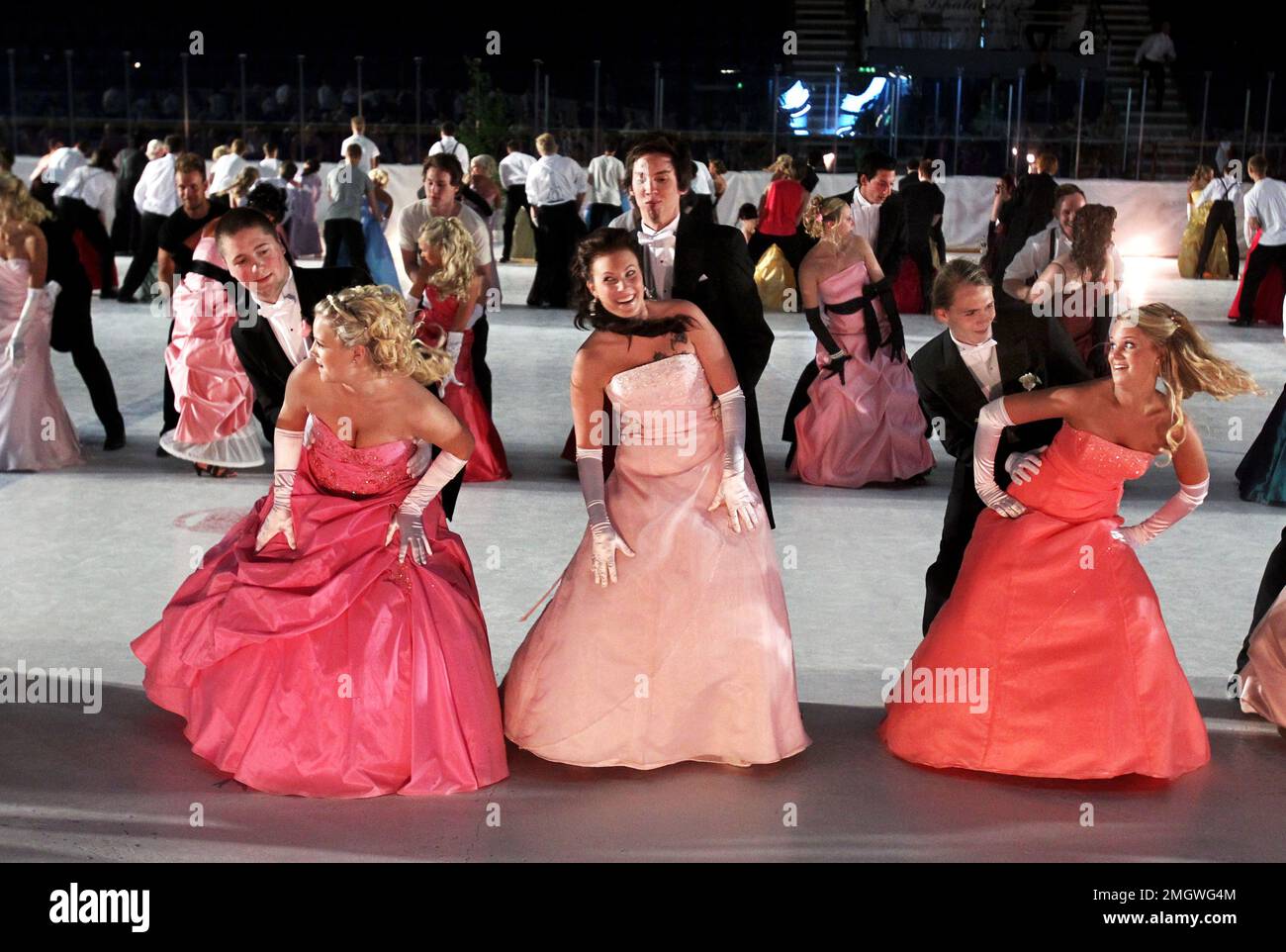 Preparations for young people from a school just before a prom/ball ...
