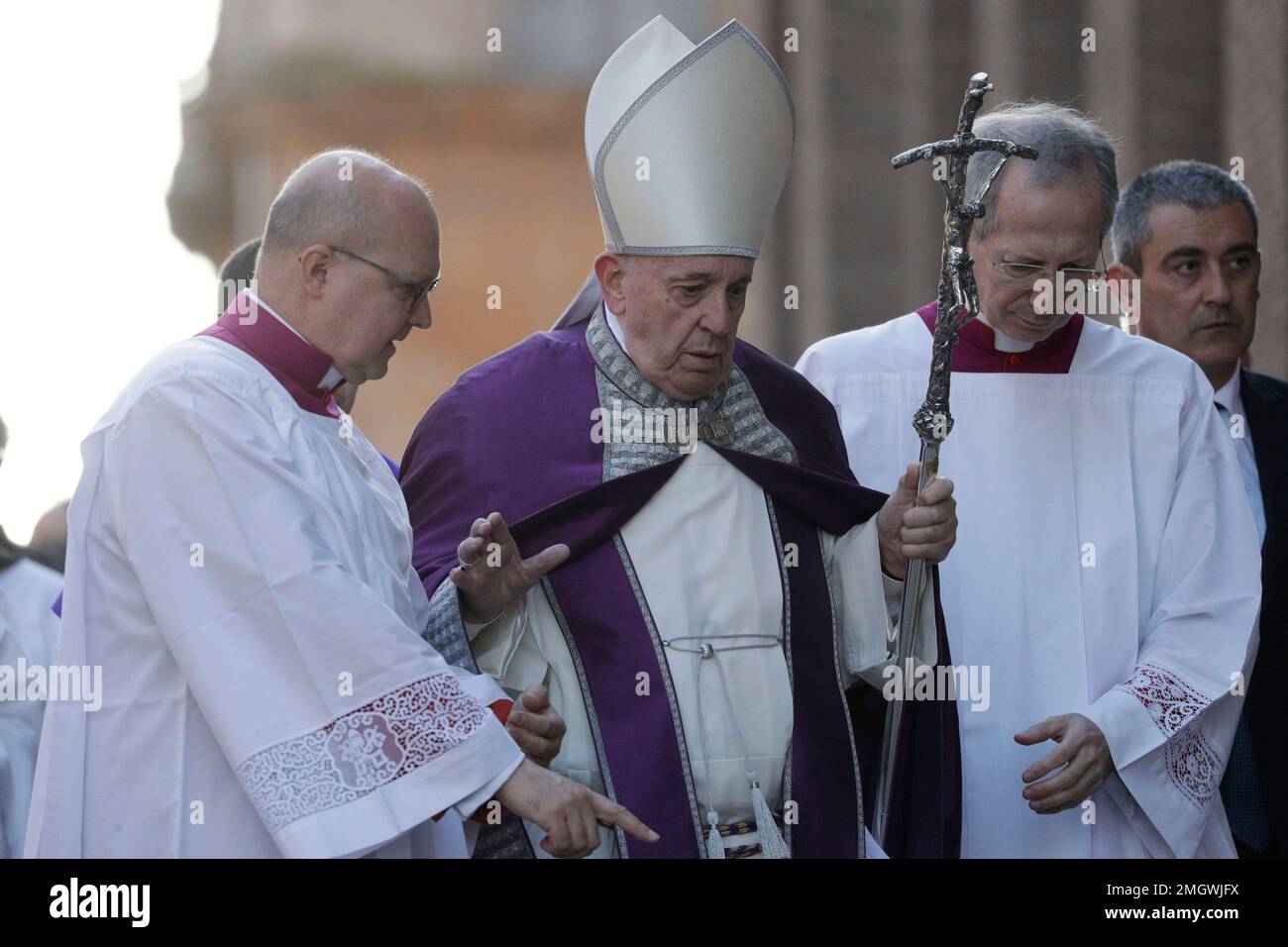 Pope Francis walks in procession to the Basilica of Santa Sabina before
