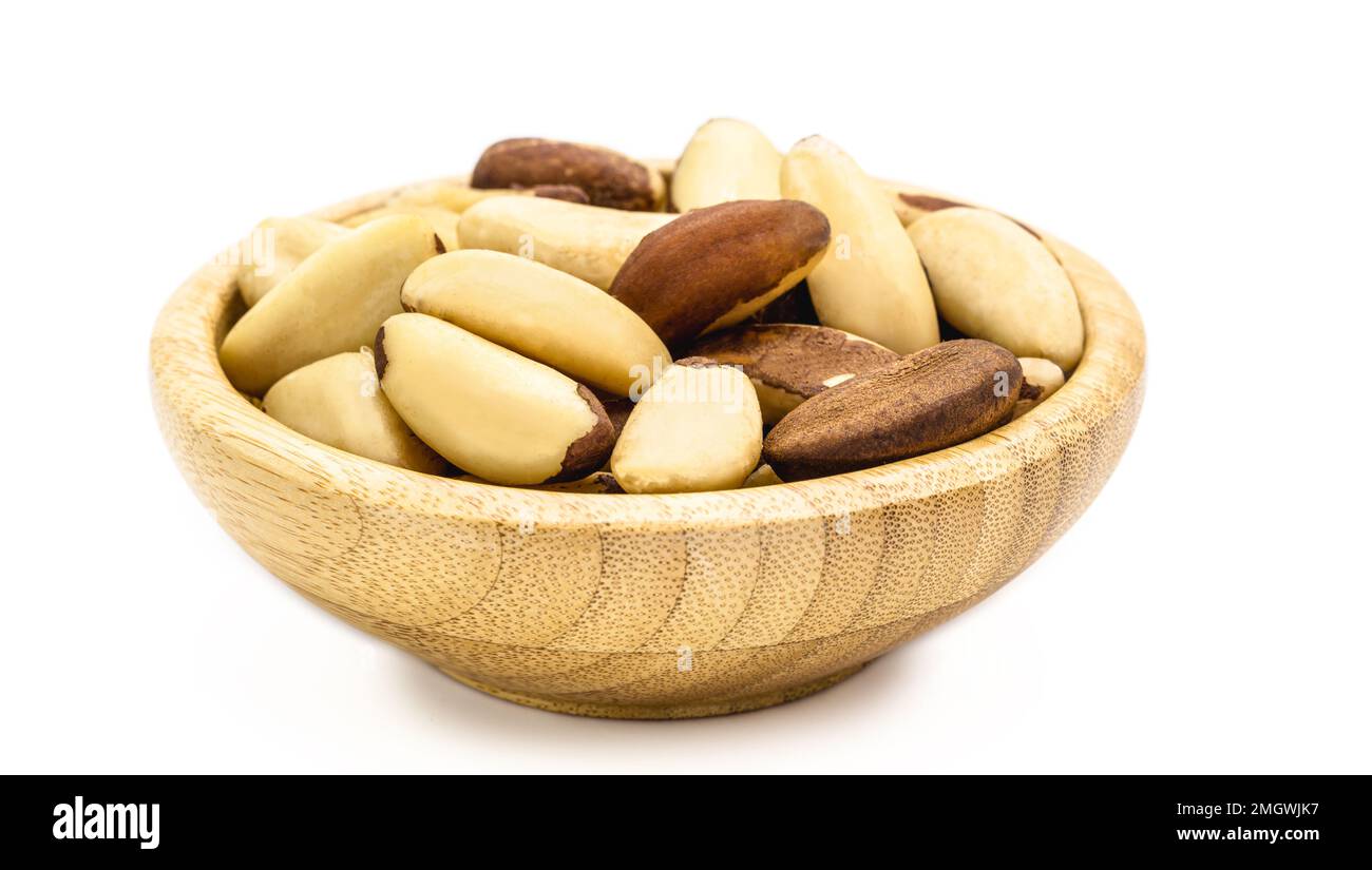 bowl with brazilian chestnut, on white insulator background. Brazil