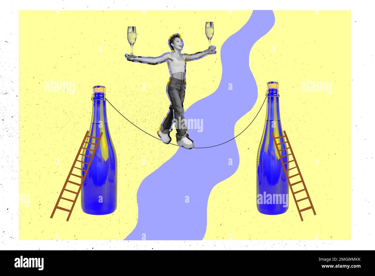 Creative photo 3d collage artwork poster picture of crazy risk girl ...