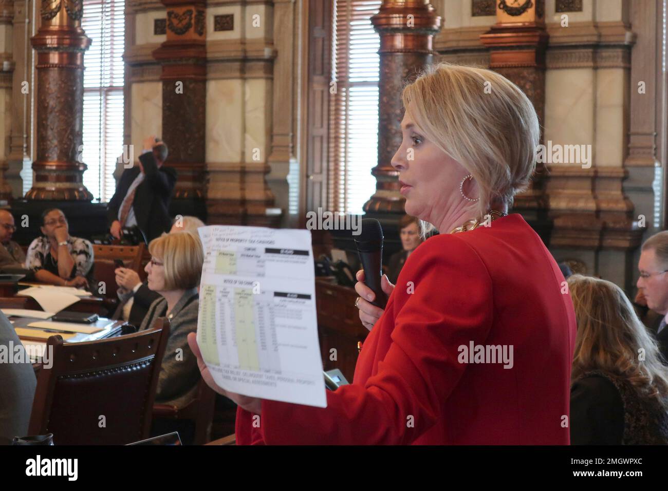Kansas state Sen. Julia Lynn, ROlathe, makes a point during a debate