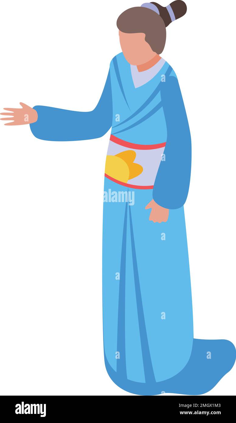 Geisha style icon isometric vector. Female art. Face young Stock Vector