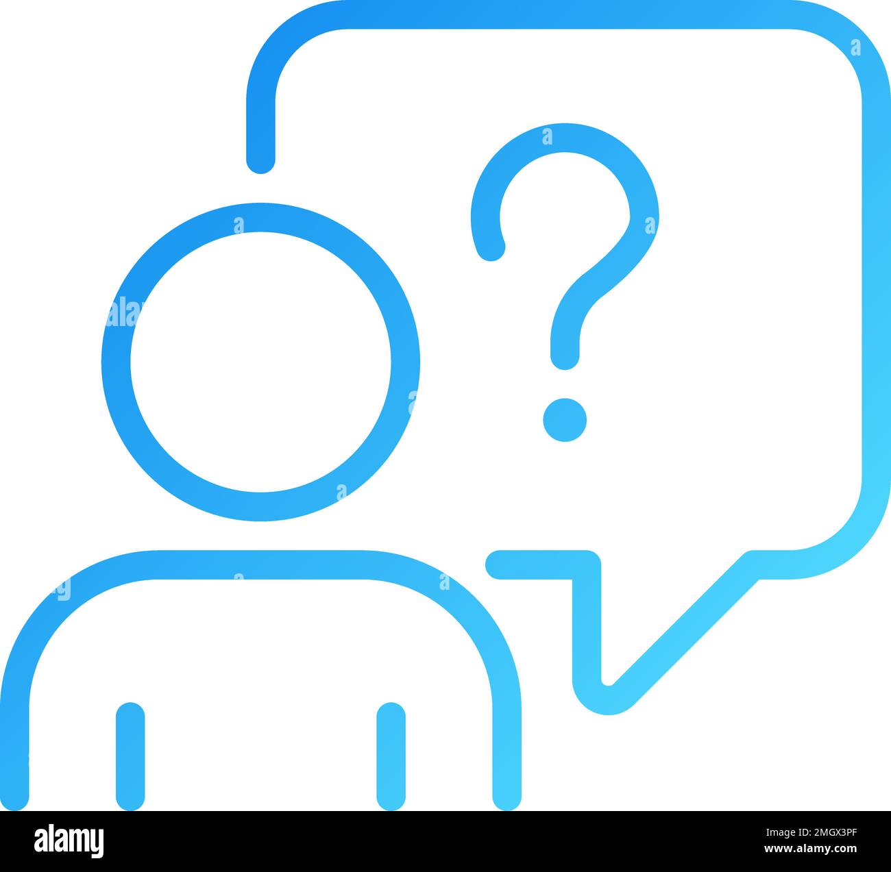 Asking question pixel perfect gradient linear vector icon Stock Vector