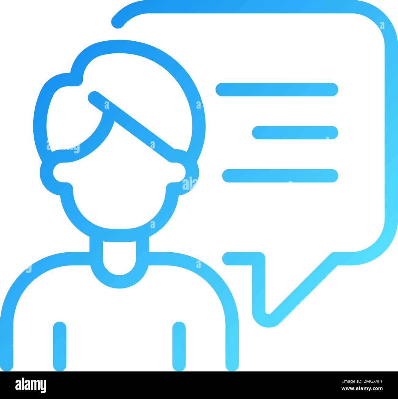 Talking man with chat bubble pixel perfect gradient linear vector icon Stock Vector