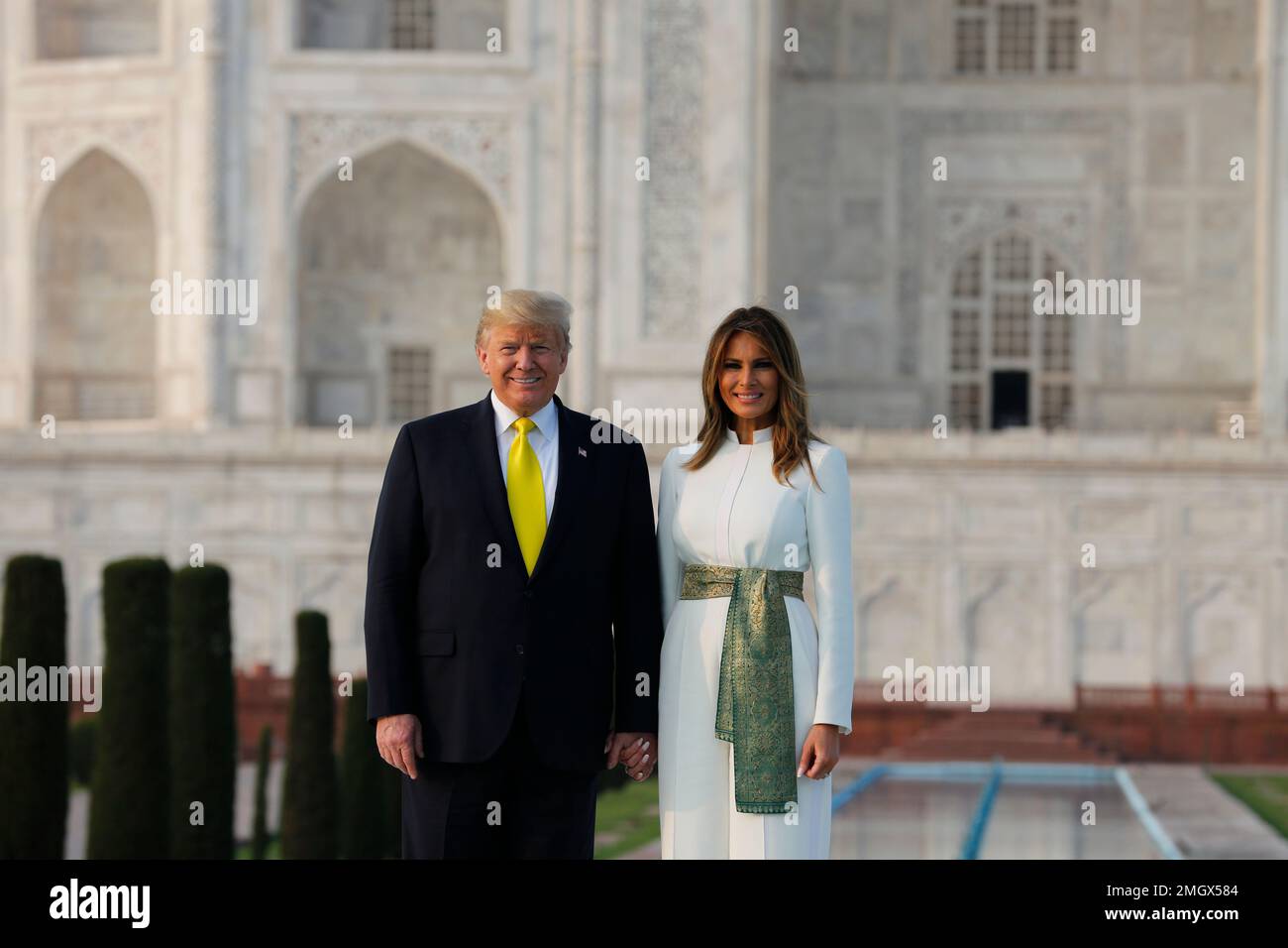 U.S. President Donald Trump, and first lady Melania Trump visit the Taj