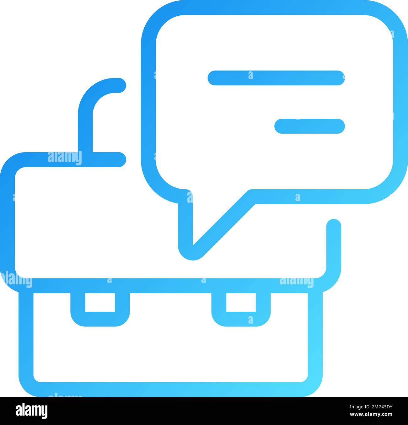 Briefcase with speech bubble pixel perfect gradient linear vector icon Stock Vector