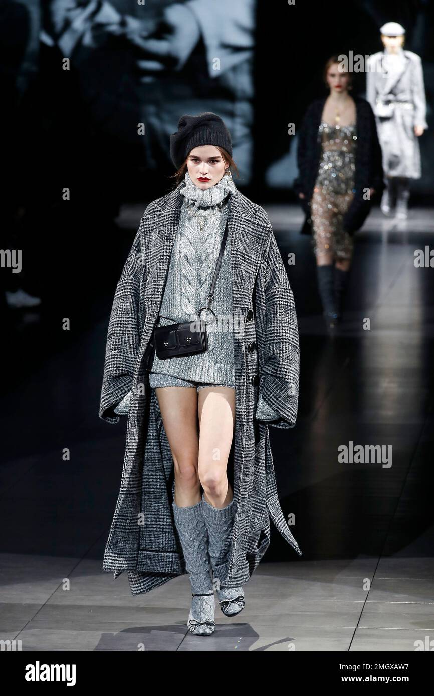 A model wears a creation as part of the Dolce Gabbana women s Fall Winter 2020 21 collection unveiled during the Fashion Week in Milan Italy Sunday Feb. 23 2020. AP Photo Antonio Calanni