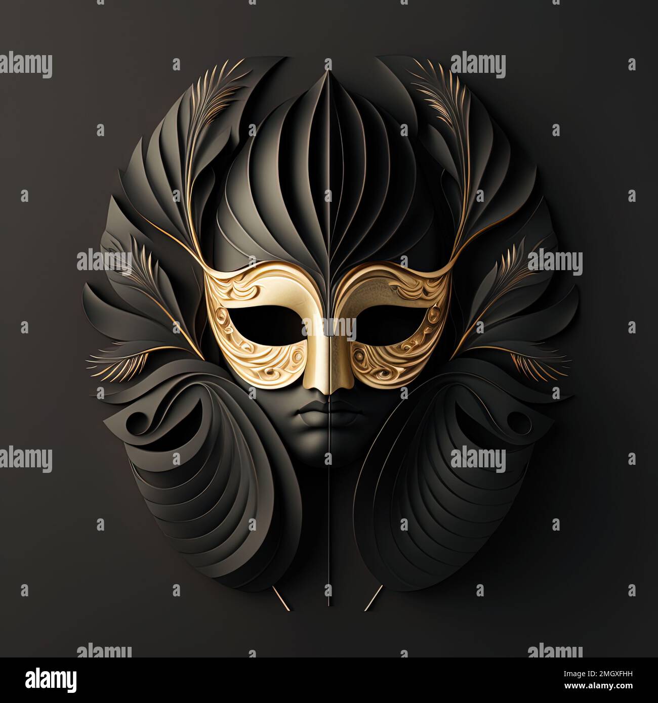 Contemporary Mask. Abstract Graphic Design of a Venice Carnival Mask with a Minimalist
