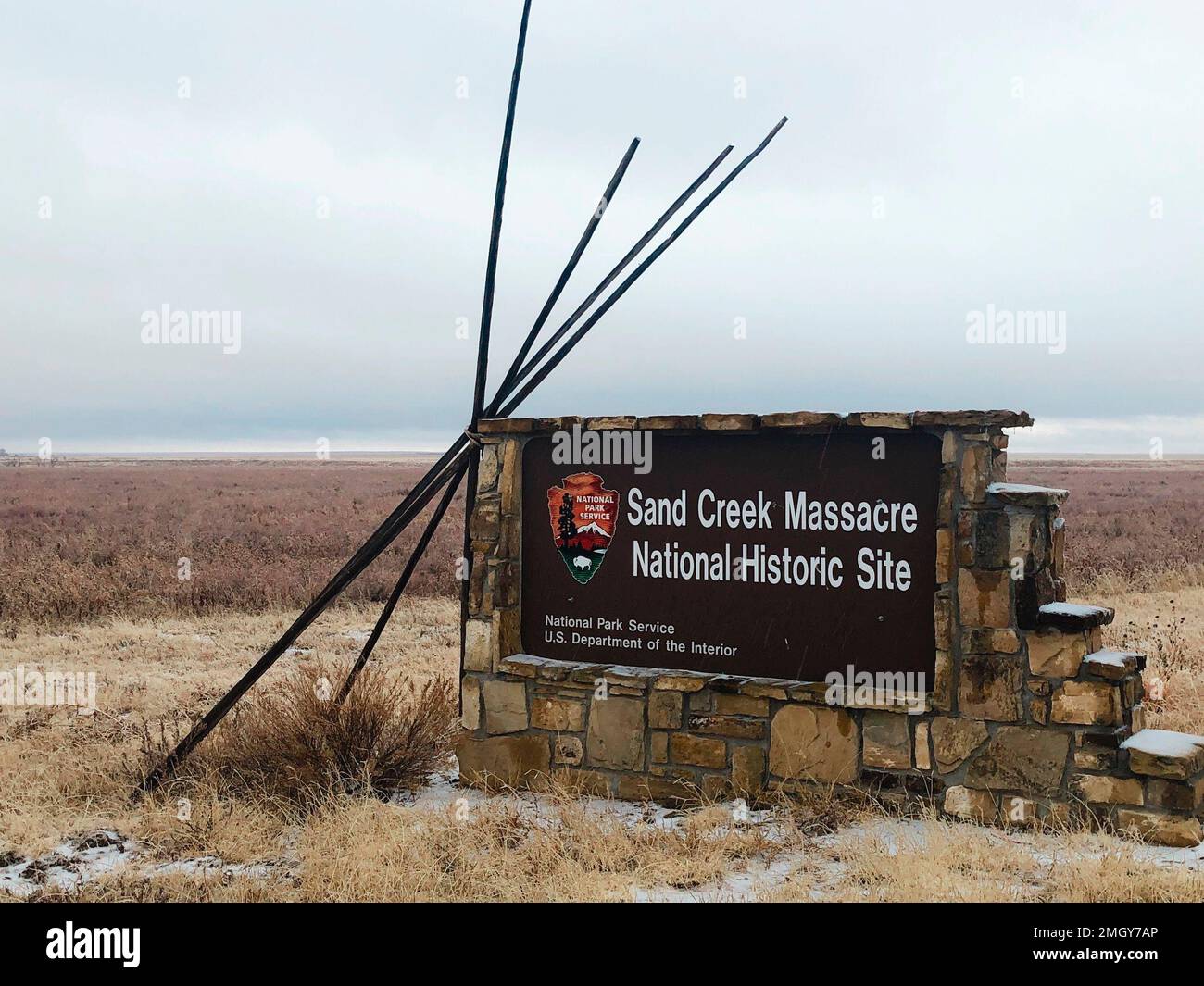 In this Dec. 27, 2019, photo, an entrance sign is shown at the Sand