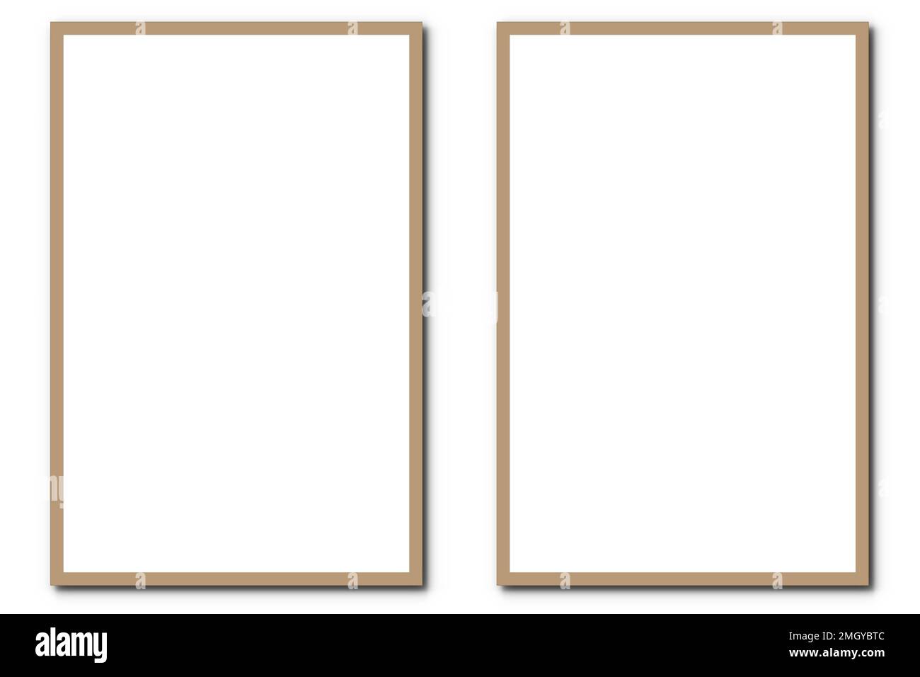 Two Modern Interior Brown Blank Square Wooden Poster Picture Frame