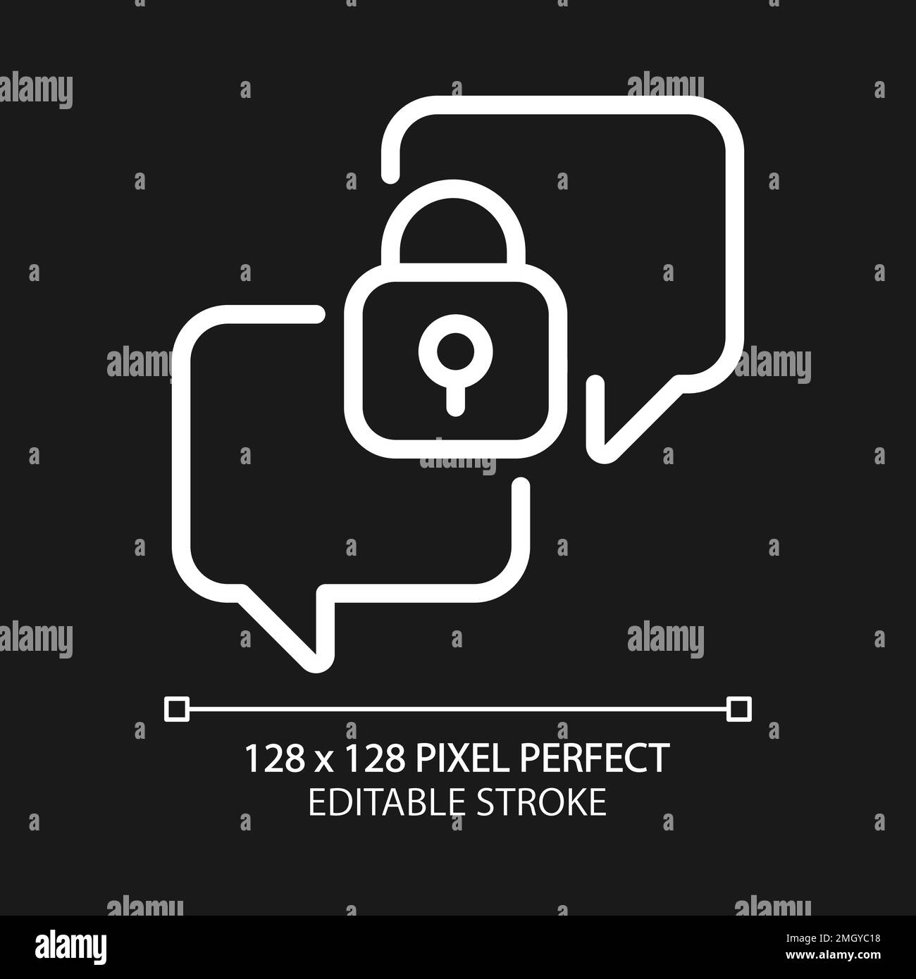 Confidential conversation pixel perfect white linear icon for dark theme Stock Vector