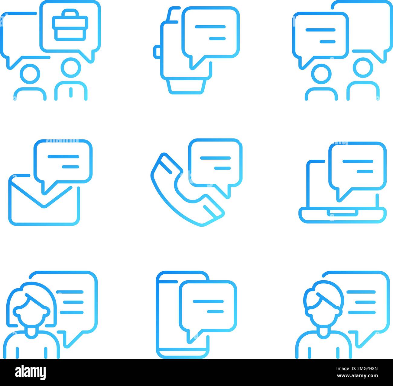 Chat bubbles in business pixel perfect gradient linear vector icons set Stock Vector