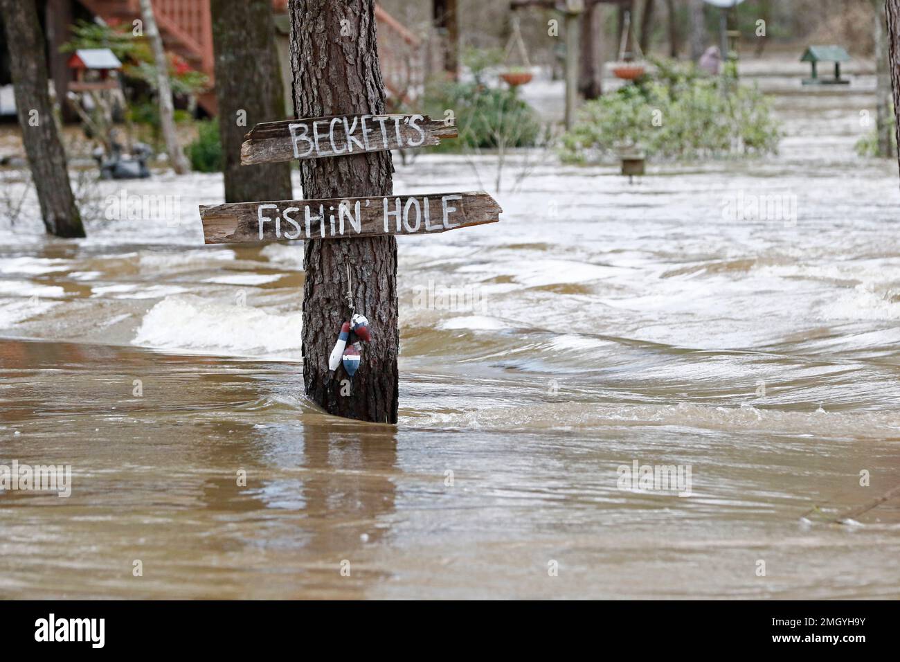 Water from the Pearl River floods FlorenceByram Road near Byram, Miss