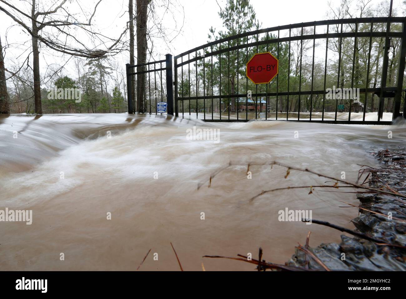 This time exposure shows the strength of the Pearl River floodwaters on