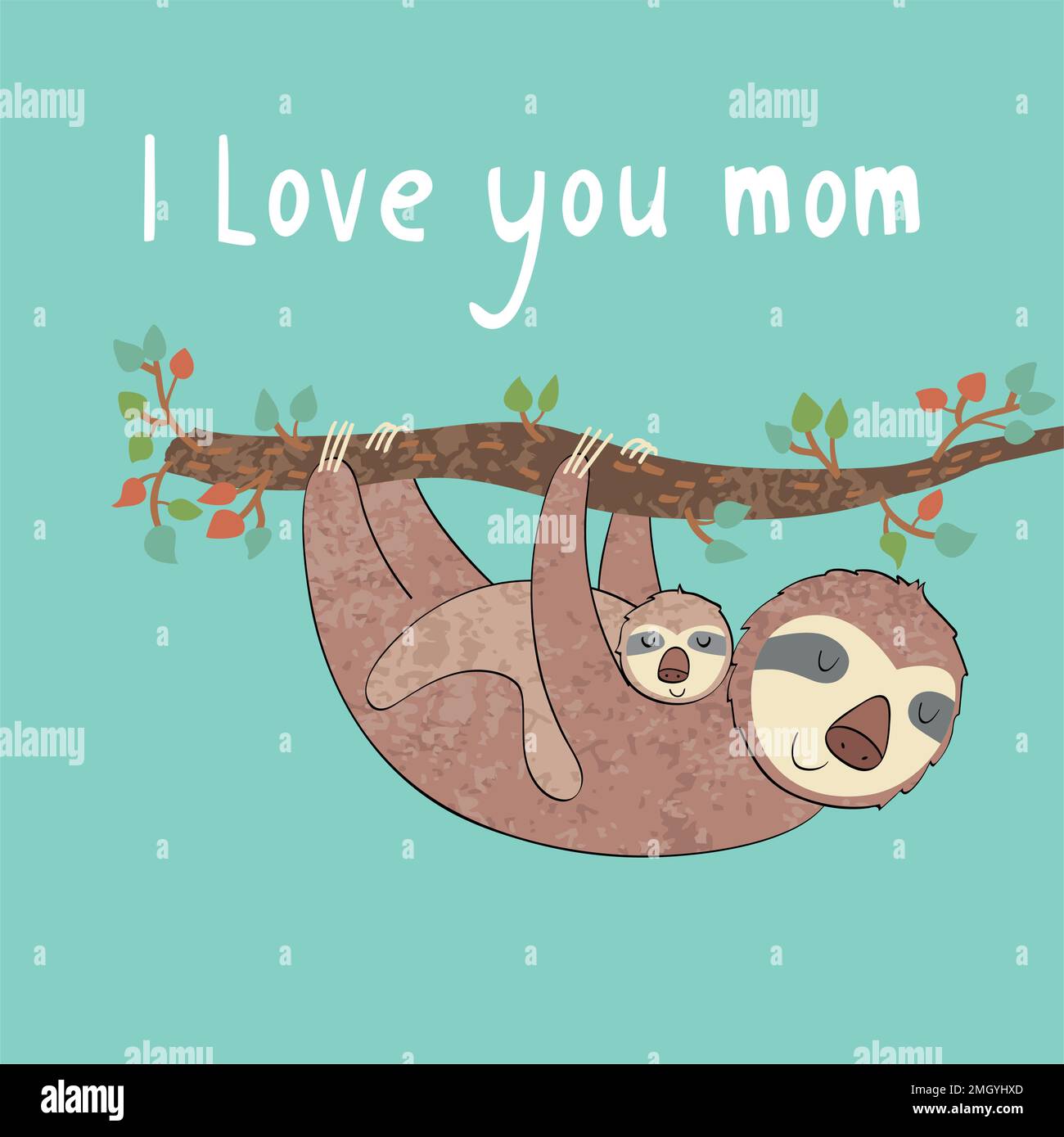 Mother sloth with her baby Stock Vector Images - Alamy