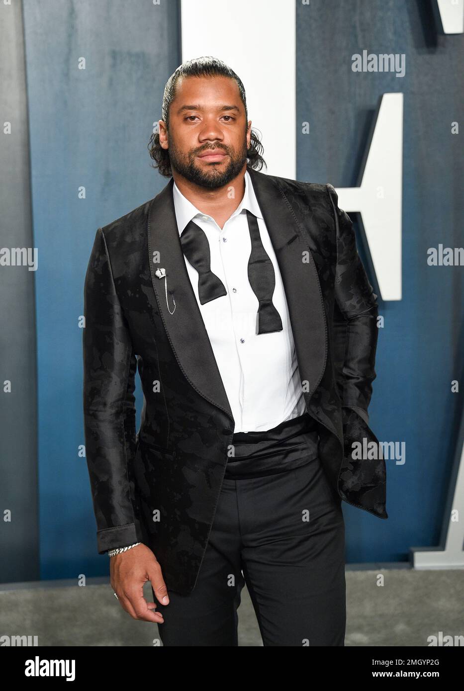 NFL quarterback Russell Wilson arrives at the Vanity Fair Oscar Party