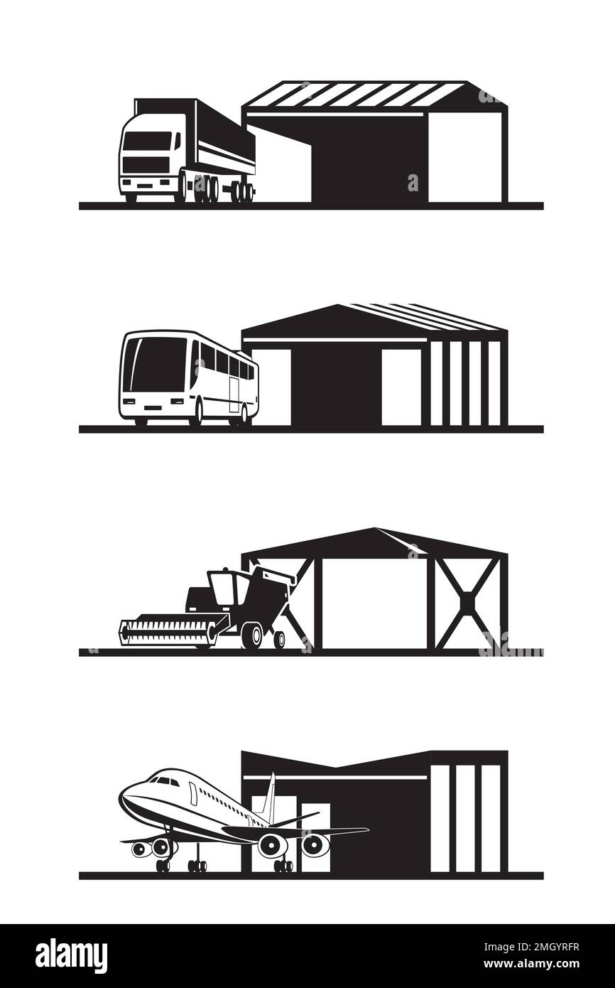 Transportation garages and depots - vector illustration Stock Vector