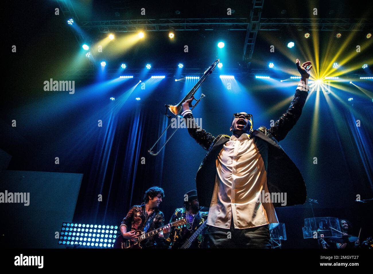 Trombone Shorty of Trombone Shorty and The Orleans Avenue performs at