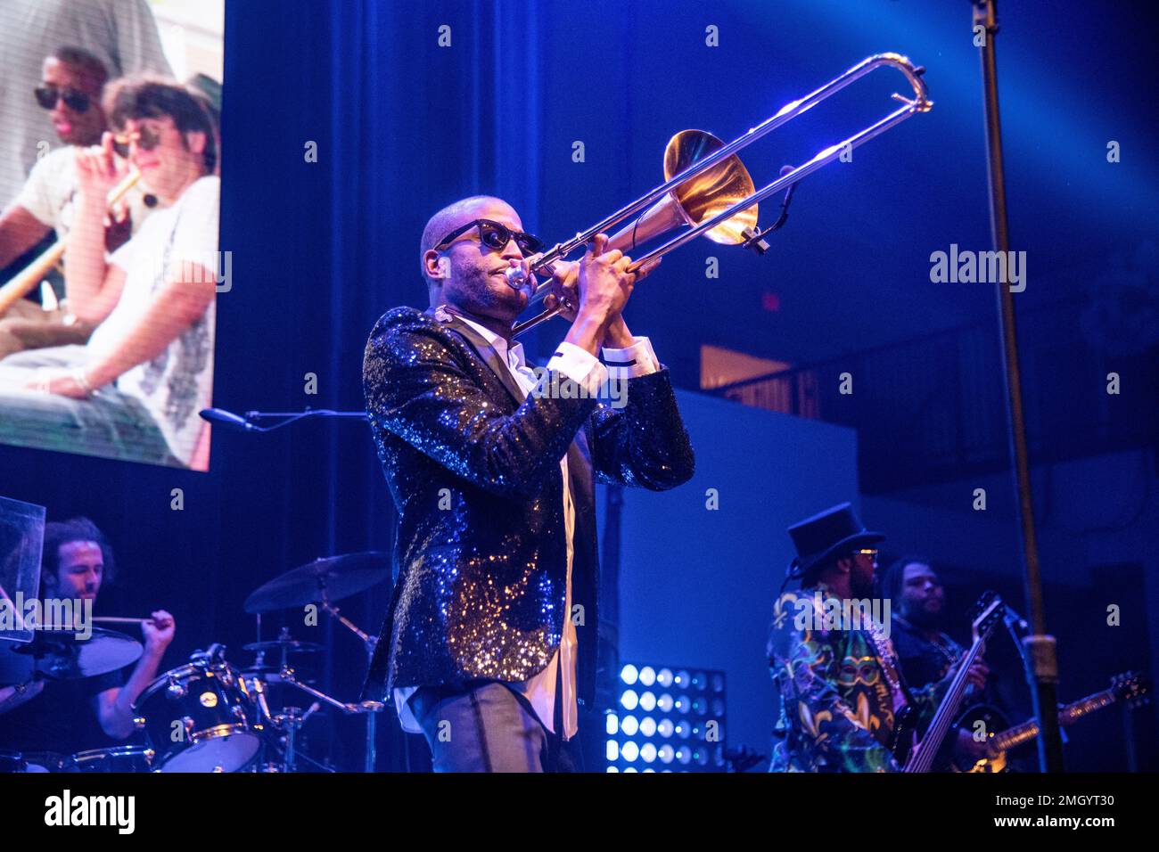 Trombone Shorty of Trombone Shorty and The Orleans Avenue performs at