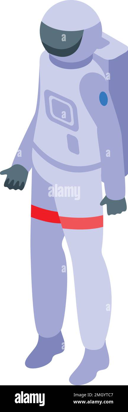 Astronaut colony icon isometric vector. Space colonization. Robot building Stock Vector