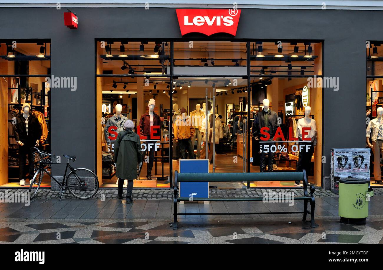 Copenhagen/Denmark/26 January 2023/ Levi's store financial street stroeget in danish capital Copenhagen. (Photo. Francis Joseph Dean/Dean Pictures Stock Photo - Alamy