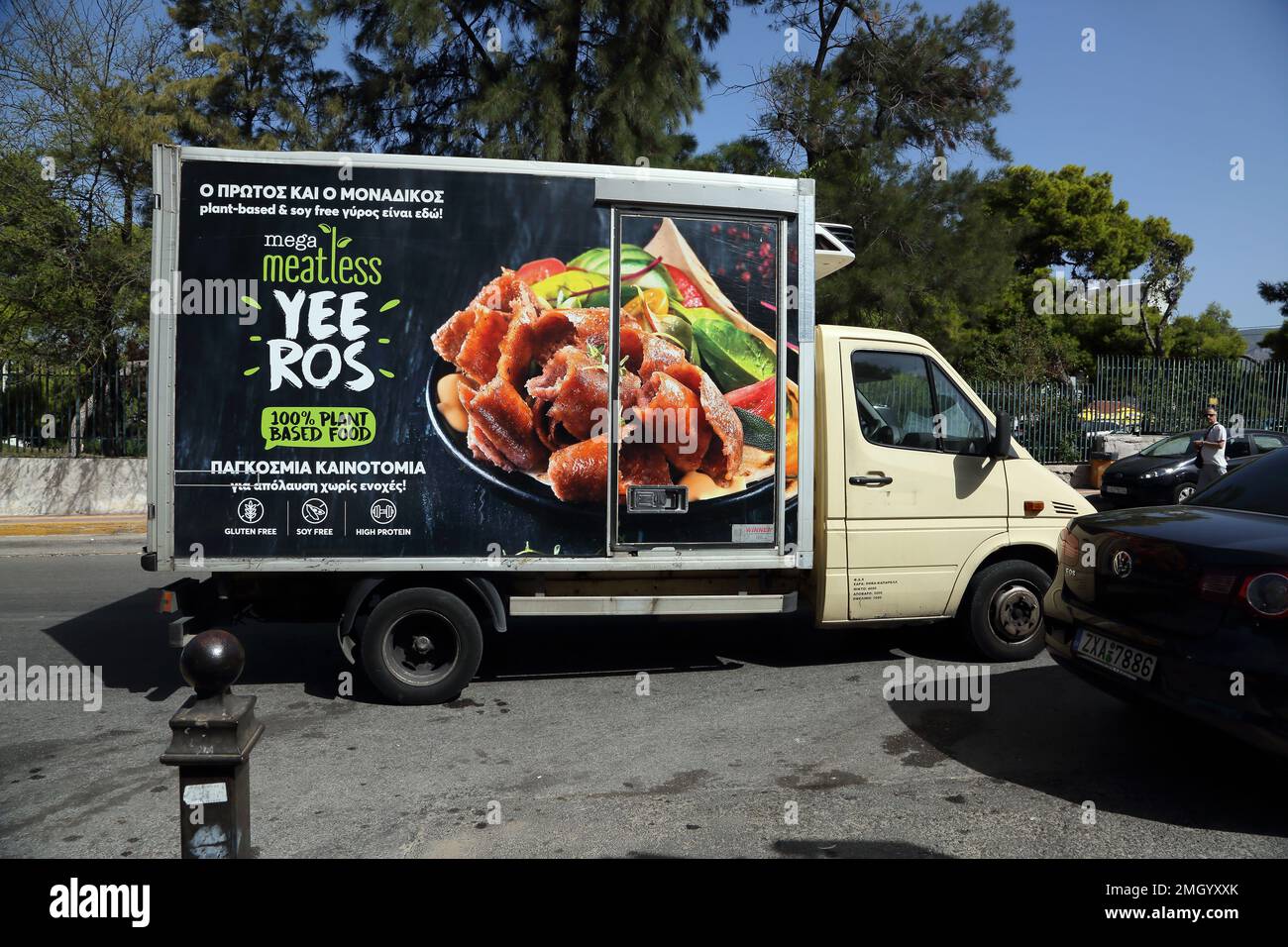 Delivery Van for Yee Ros Plant Based Food for Vegans Vouliagmeni Attica  Greece Stock Photo - Alamy