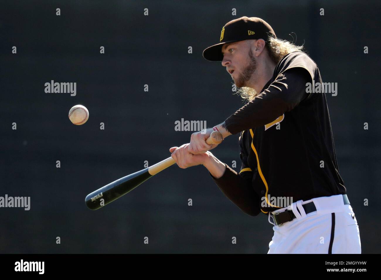 San Diego Padres pitcher Chris Paddack bats during spring training