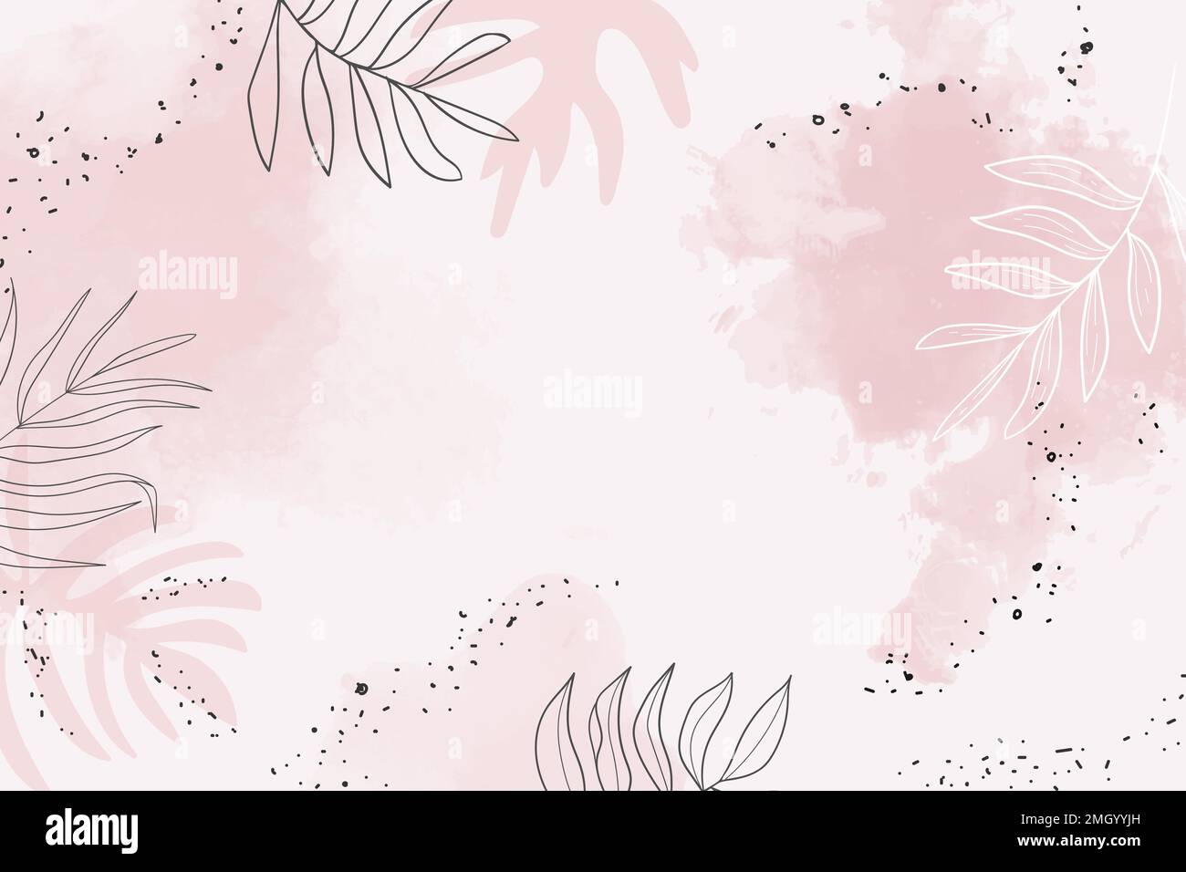 Pink leafy watercolor background vector Stock Vector