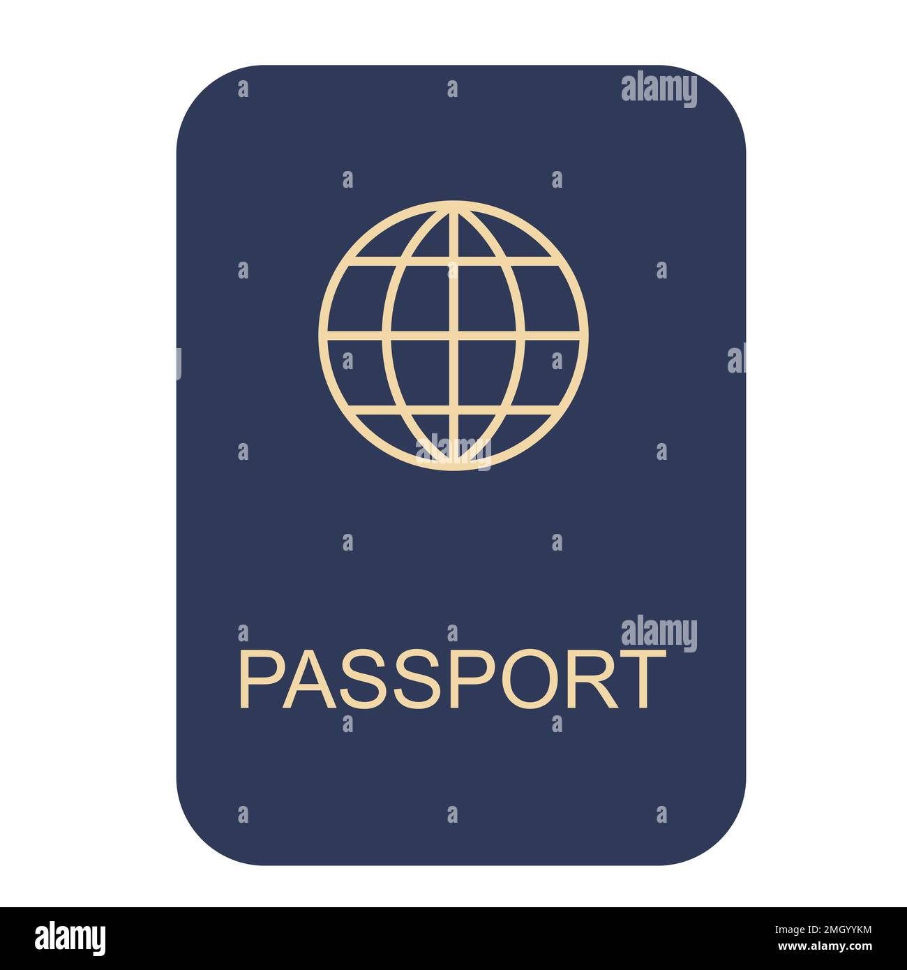 Icon passport, vector cover identification id, page card citizenship blue Stock Vector