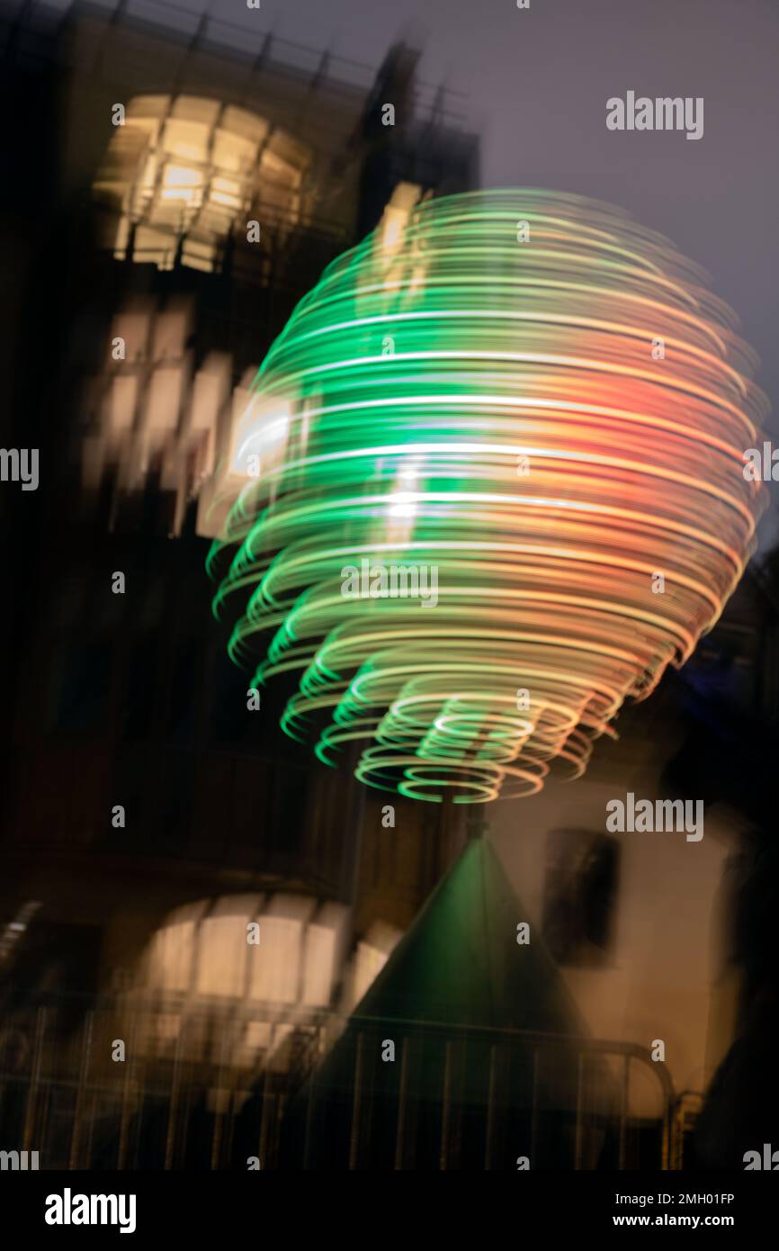 photo installation in the form of a ball shot on a long exposure in