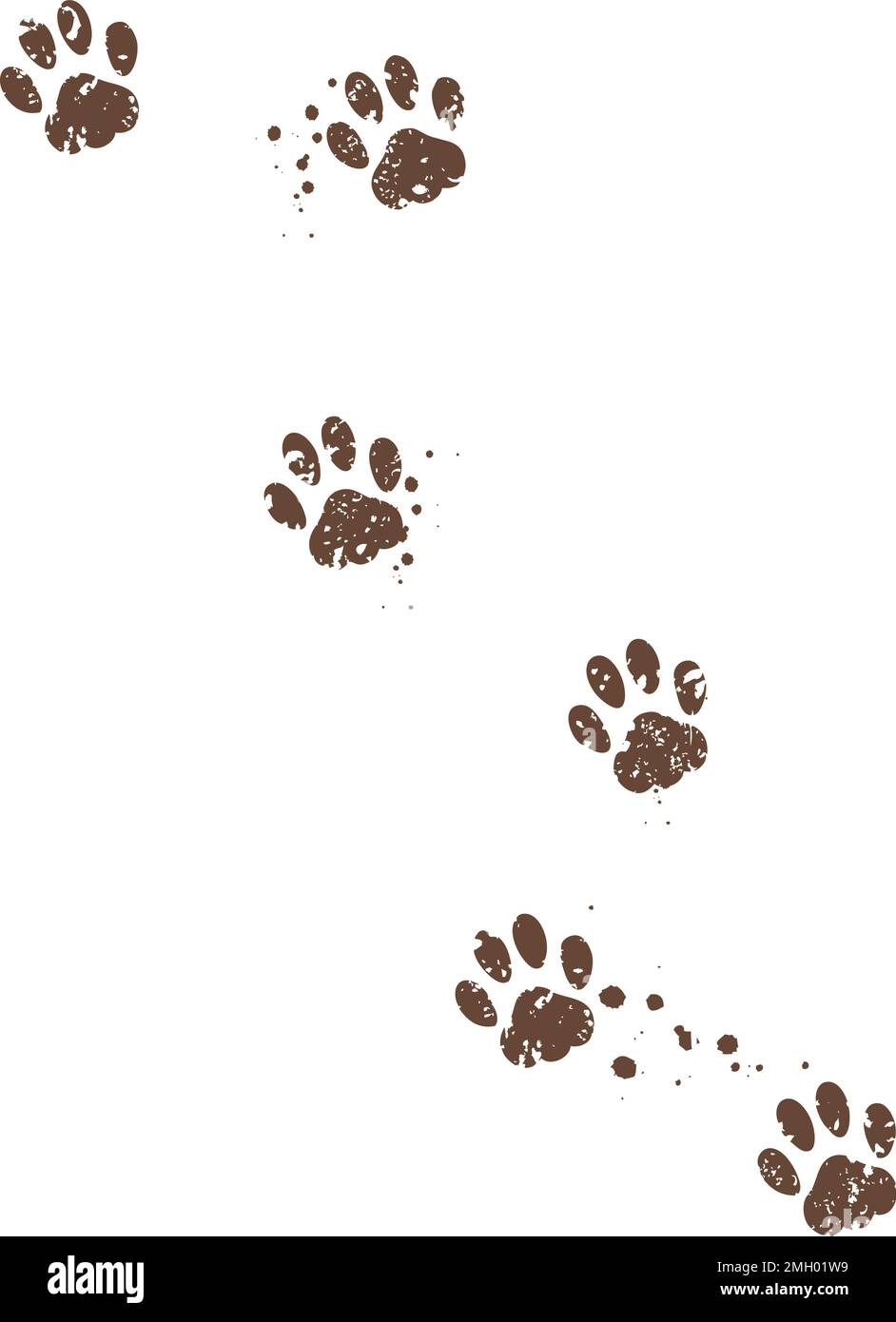Dirty paw tracks with mud stains. Vector illustration on transparent