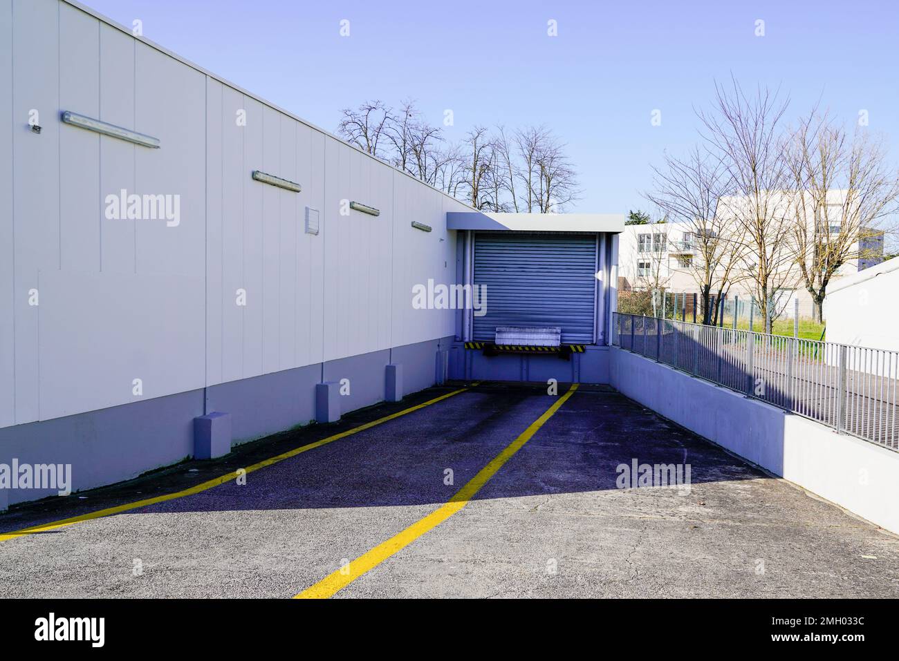 Forklift trucks cargo dock of warehouse loading docks factory shop ...