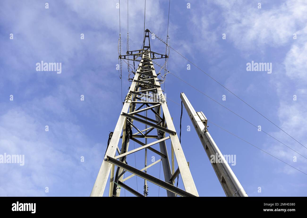 Detail of structure for the transport of electrical energy Stock Photo