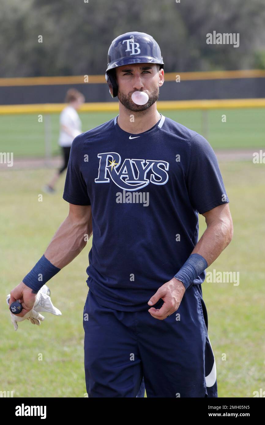This is a 2020 photo of Kevin Kiermaier of the Tampa Rays baseball team.  This image reflects the 2020 active roster as of Feb. 17, 2020 when this  image was taken. (AP