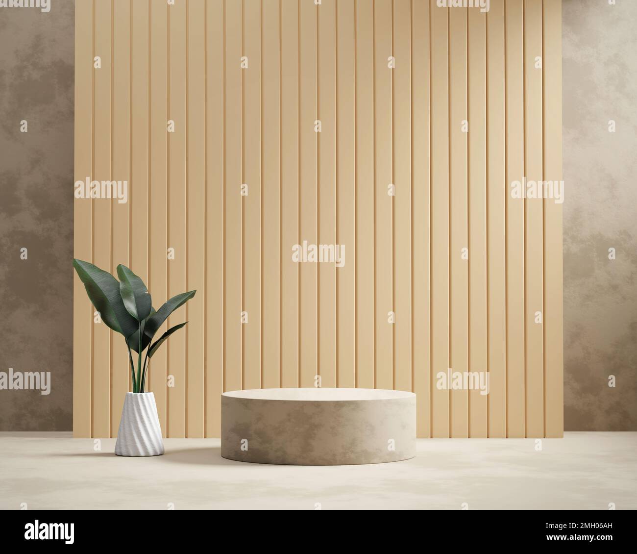 3D rendering platform podium with plant product presentation background ...