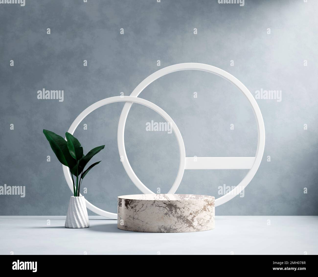 3D rendering platform podium with plant product presentation background ...